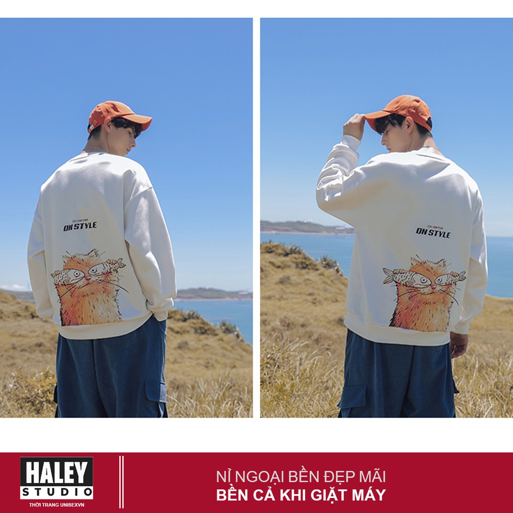 Áo Sweater Cat and Fish OnStyle Unisex phong cách Hàn Quốc cá tính, Chất Nỉ Dày Dặn Ấm Áp mã HD102 - Tặng vòng xinh | BigBuy360 - bigbuy360.vn