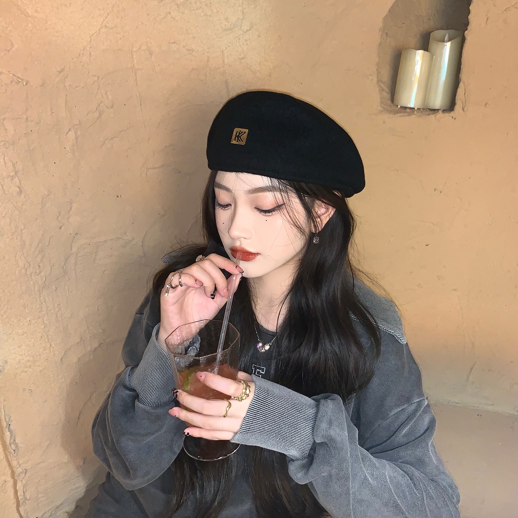Congee Cocoa ins Mũ Beret Len Thu Đông Phong Cách Retro Nhật Bản Dễ Phối Đồ Cho Nữ