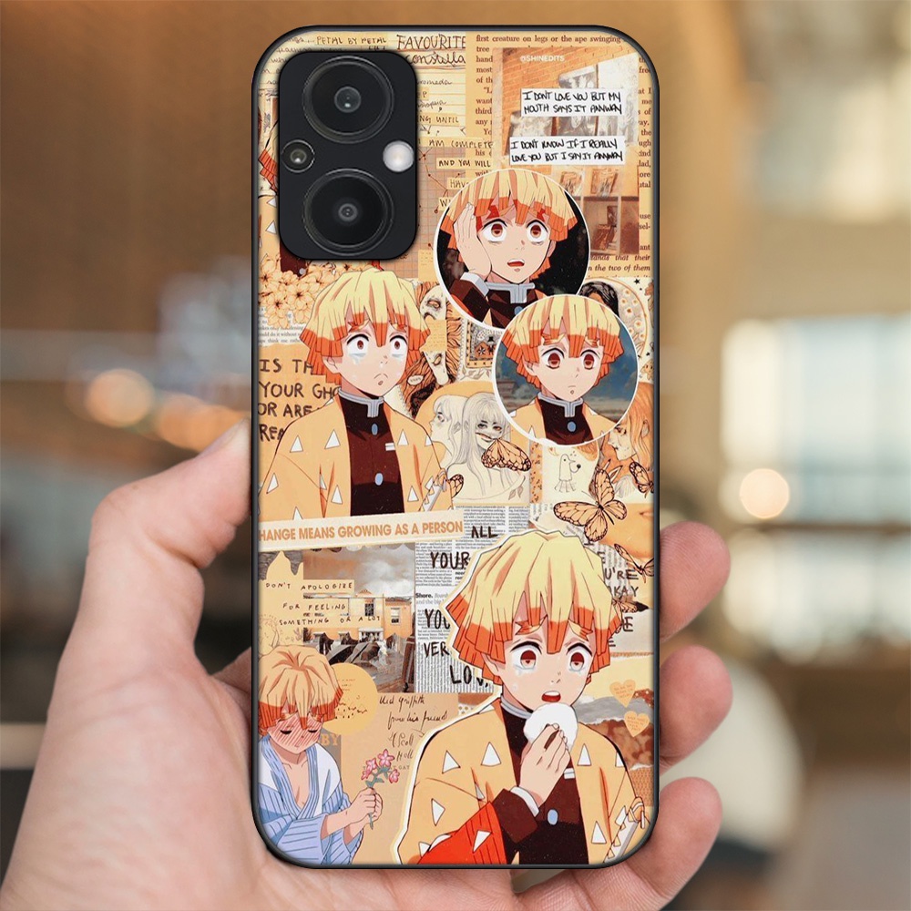 Ốp lưng Oppo Reno 7Z 5G viền đen in hình Zenitsu Kimetsu no Yaiba