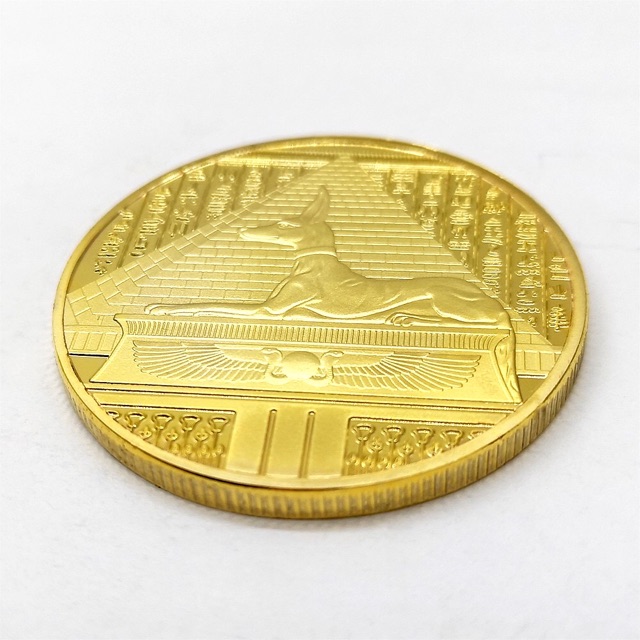 Đồng xu Ai Cập mạ vàng - Tiền xu Thần Anubis - Đồng xu Kim Tự Tháp phong thuỷ may mắn
