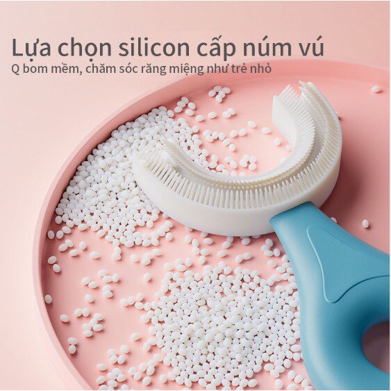 Bàn chải đánh răng chất liệu silicon siêu mềm chữ U cho bé từ 2 đến 8t