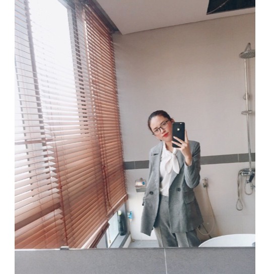 Ảnh thật 7 hình cuối-Set áo blazer kèm quần thời trang Hàn Quốc