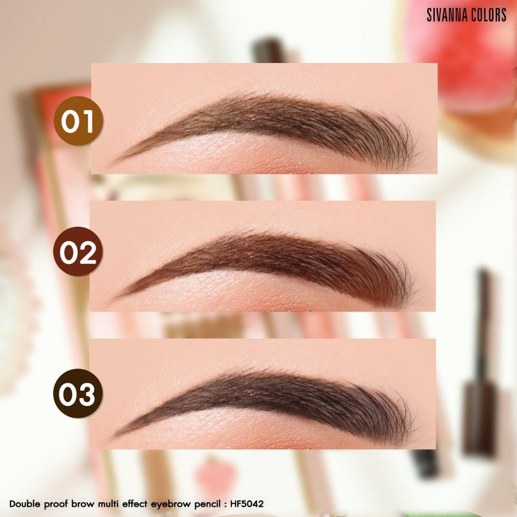 Chì kẻ lông mày 2 đầu Sivanna Colors Peach Eyebrow - Thái Lan #1 nâu sáng