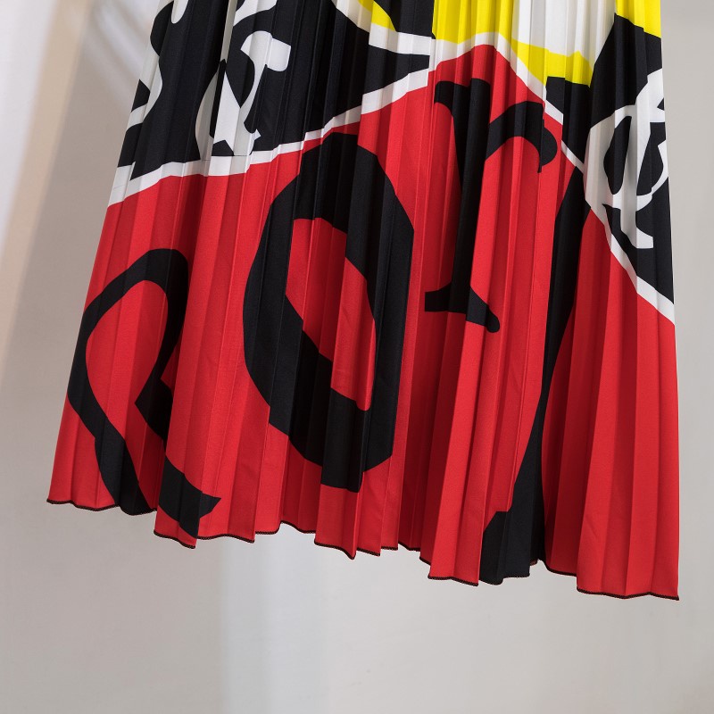 Chân Váy Midi Chữ A Xếp Ly Lưng Thun Co Giãn In Họa Tiết Hoạt Hình Thời Trang Cho Nữ 2022