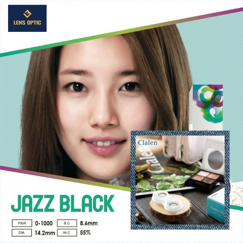 Kính áp tròng 1 ngày CLALEN IRIS màu đen Jazz Black có độ cho mắt cận - Lens Optic