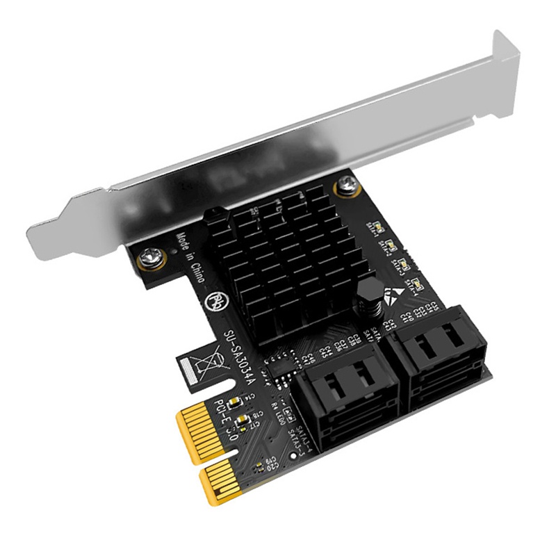 SSU PCIe to 4 Ports SATA 3 III 6 Gbps SSD Adapter PCI-E PCI Express X1 Controller Board Expansion Card Support X4 X6 X8 X16