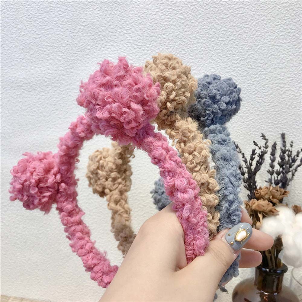 Băng Đô Cài Tóc Đính Bóng Lông Nhiều Màu Thời Trang Mùa Đông Hàn Quốc Cho Nữ