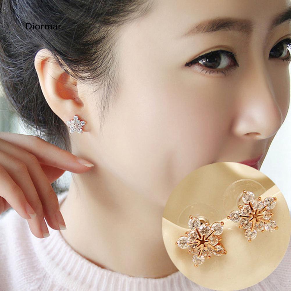 Đôi khuyên tai hình hoa tuyết đính đá thời trang cho nữ