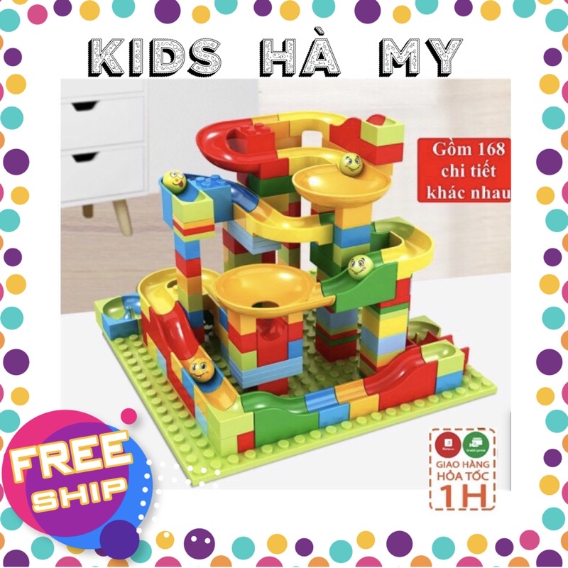 Bộ xếp hình lego cầu trượt thả bi 168 chi tiết, chất liệu nhựa ABS an toàn cho bé, tăng cường khả năng sáng tạo cho bé