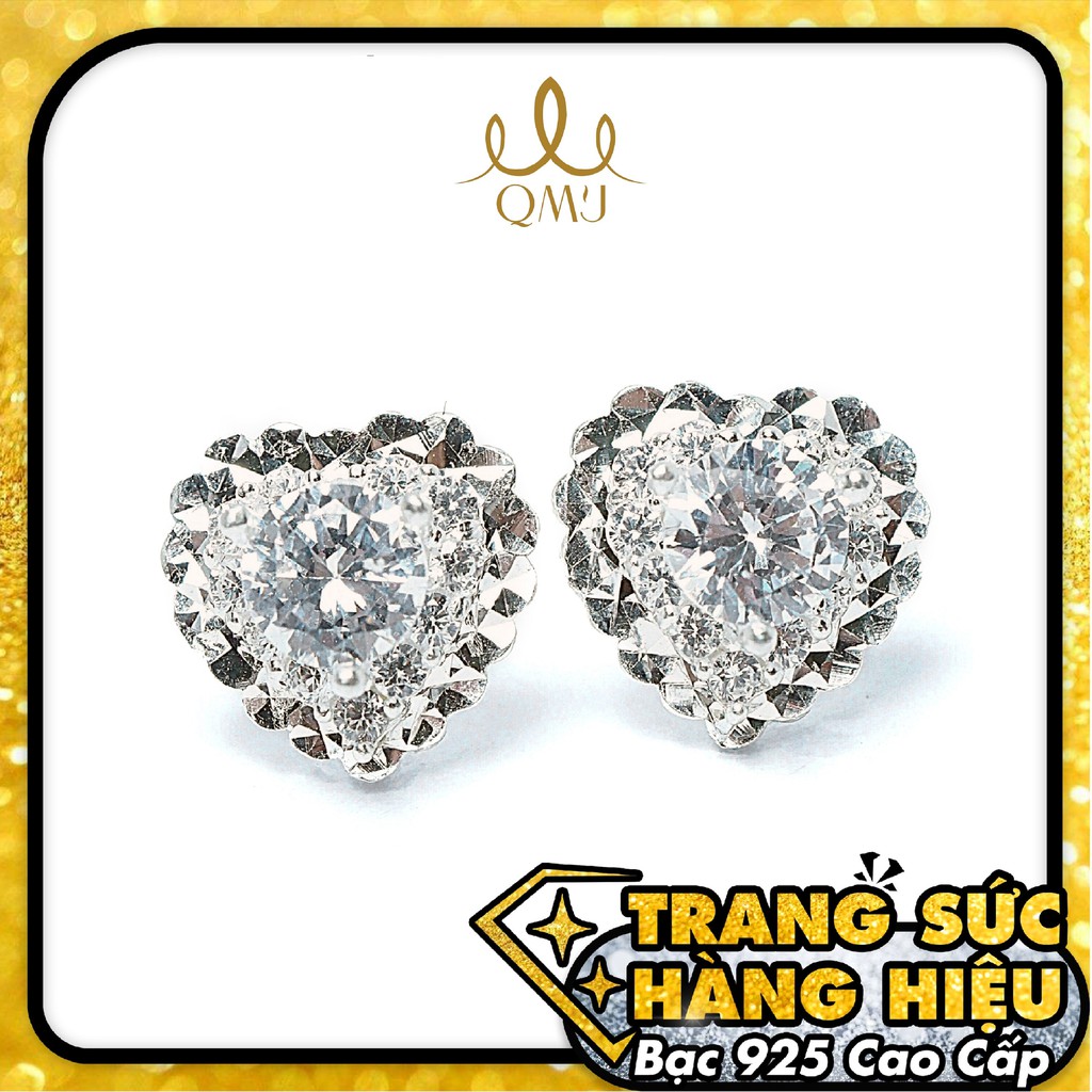 Bông tai bạc QMJ Tim sang trọng, thiết kế tinh tế - Q019