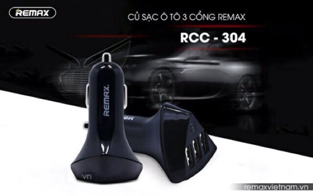 Củ sạc ô tô 3 cổng USB Remax RCC-304 chính hãng
