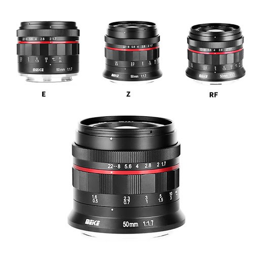 Ống kính Meike 50mm F1.7 Full-Frame và APS-C cho Fujifilm, Sony E/FE, Canon EOS M, Nikon Z, Canon RF, Leica L và M4/3