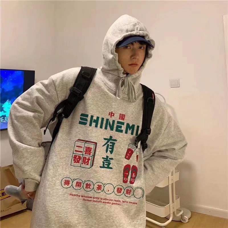 Áo hoodie dáng rộng in họa tiết graffiti phong cách đường phố hiphop đường phố Hàn Quốc có size lớn M-5XL cho nam