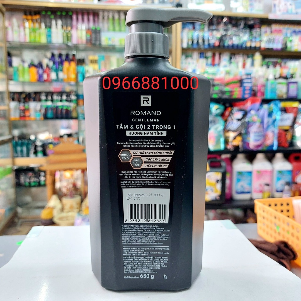 Romano Tắm Gội 2in1 650g Đen Gentleman