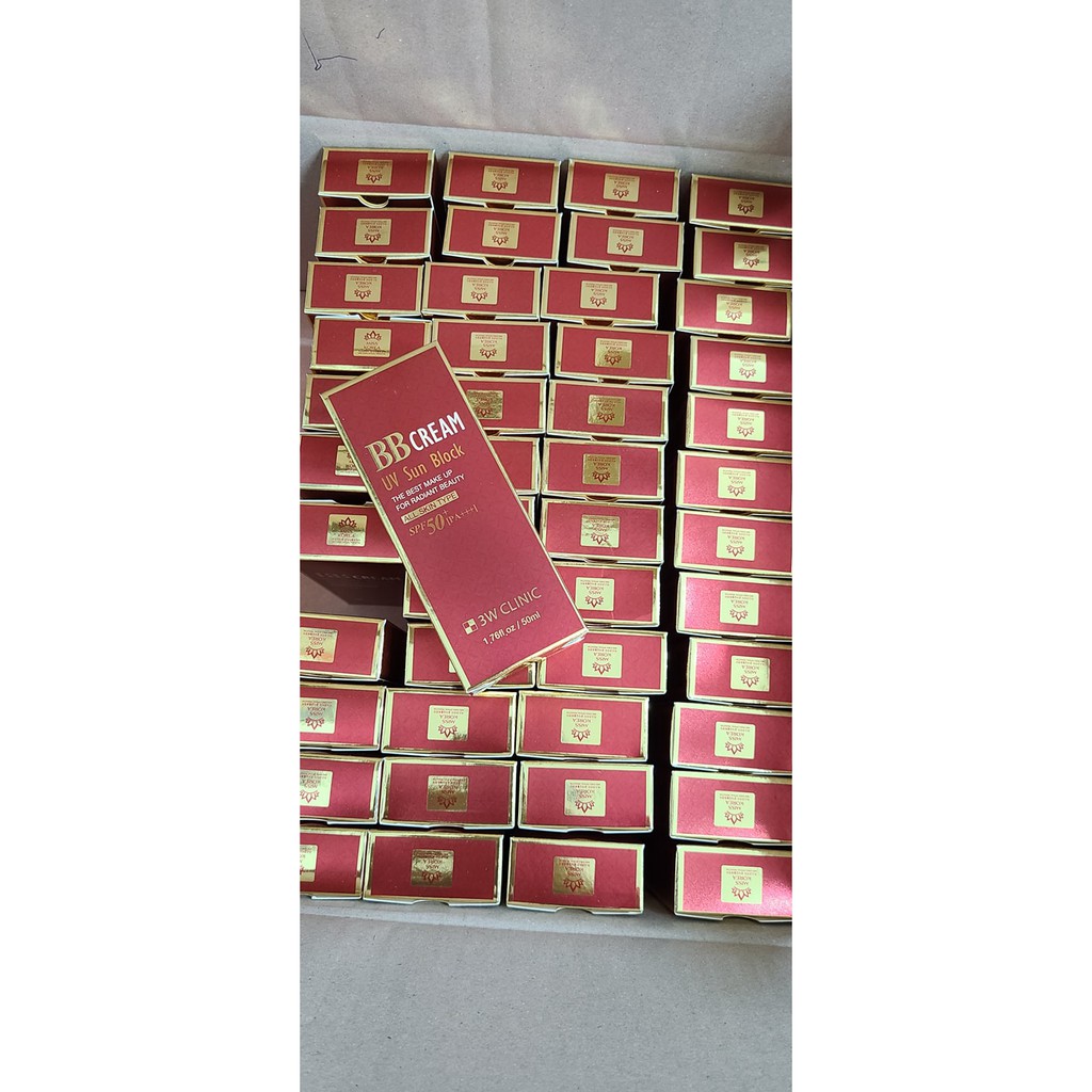 Kem nền trắng da giữ ẩm - Kem nền trang điểm chống nắng BB Cream 3W Clinic UV Sun Block BB Cream SPF50+/PA+++ 50ml | BigBuy360 - bigbuy360.vn