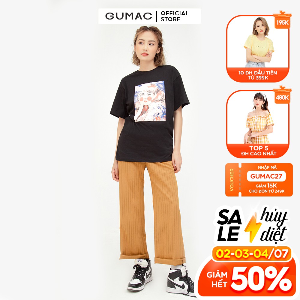 [Mã WABRGU72 giảm 10% tối đa 50k đơn 250k] Quần tây nữ ống rộng xếp ly GUMAC kẻ sọc nhiều màu QB588 | BigBuy360 - bigbuy360.vn