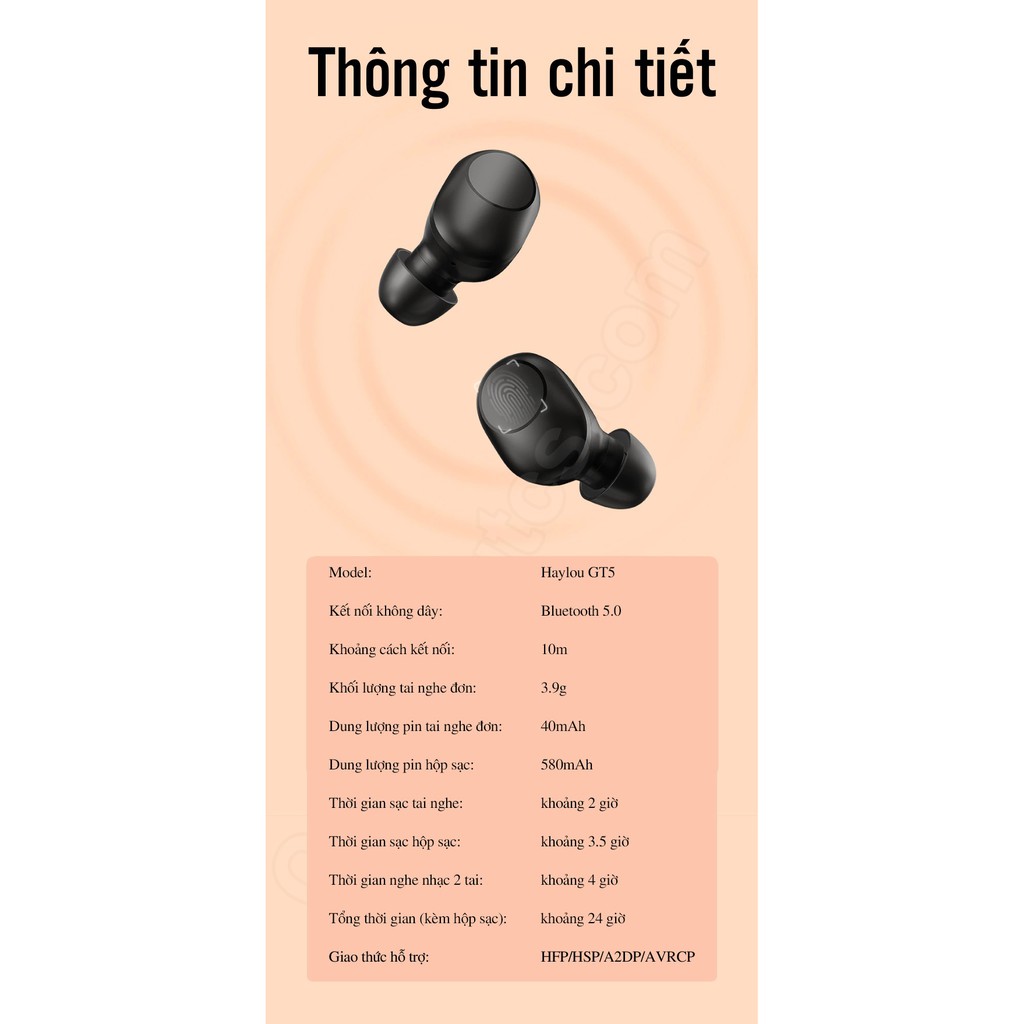 [Mã 267ELSALE hoàn 7% đơn 300K] Tai Nghe Bluetooth True Wireless Xiaomi Haylou GT5