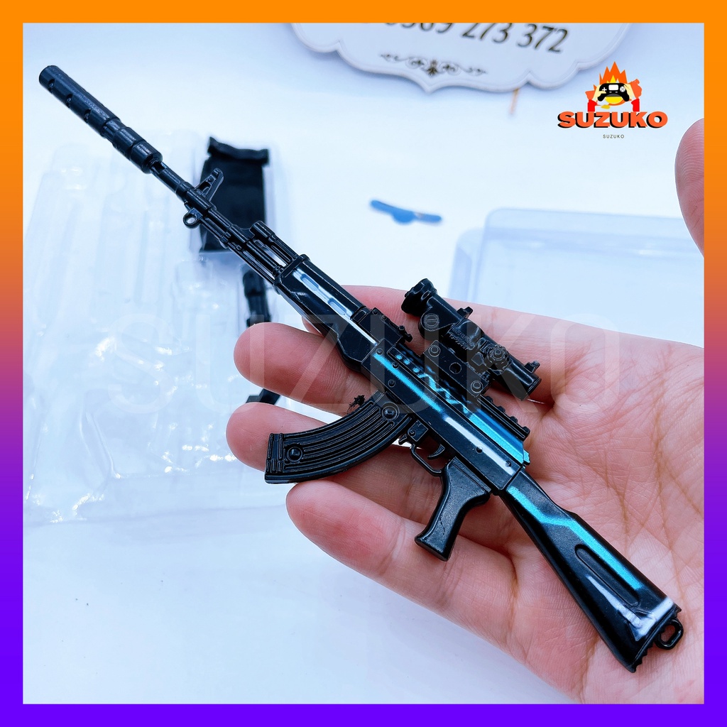 Mô hình súng kim loại lắp ráp pubg, csgo free fire đồ chơi lắp ráp AKM Sinister Attack nhân vật dài 20cm sưu tầm