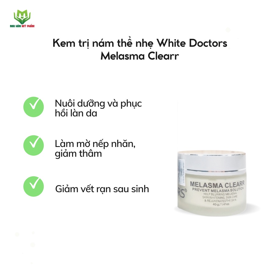 Bộ đôi hỗ trợ giảm nám da thể nhẹ White Doctors - Daily UV Care &amp; Melasma Clearr