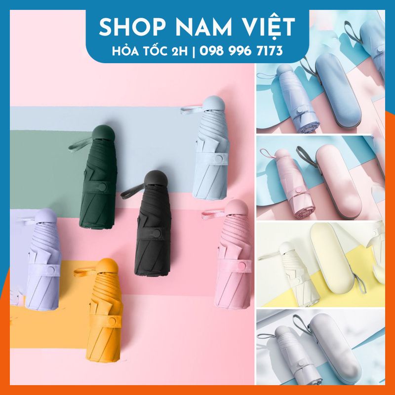 Dù Chống Tia UV MINI Siêu Gọn 8 Xương Có Hộp Đựng Chống Sốc