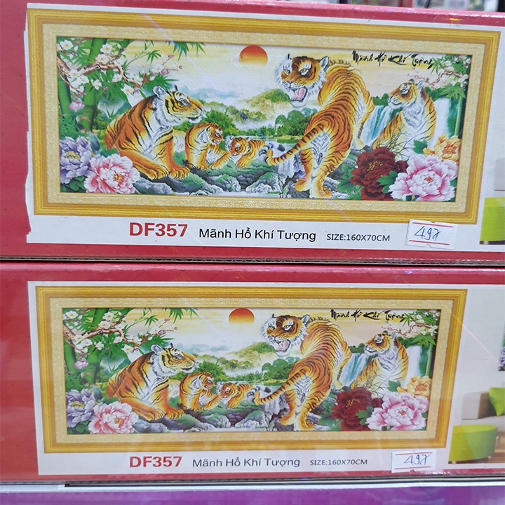 Tranh đính đá hổ mãnh hổ khí trọng KT:160x70cm,tranh gắn đá chưa gắn