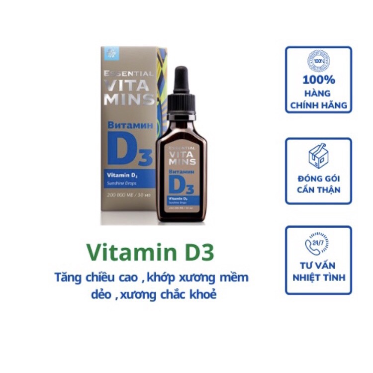 Vitamin D3 - Siberian Wellness - Tăng chiều cao, khớp xương mềm dẻo, xương chắc khỏe