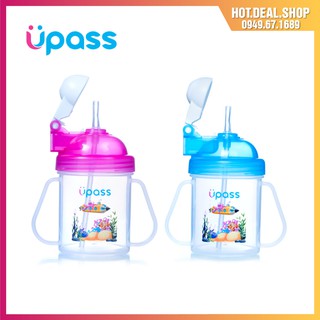 Cốc tập uống cho bé đầu hút mềm Upass 200ml - bình nước cho bé có ống hút Upass UP0623Y