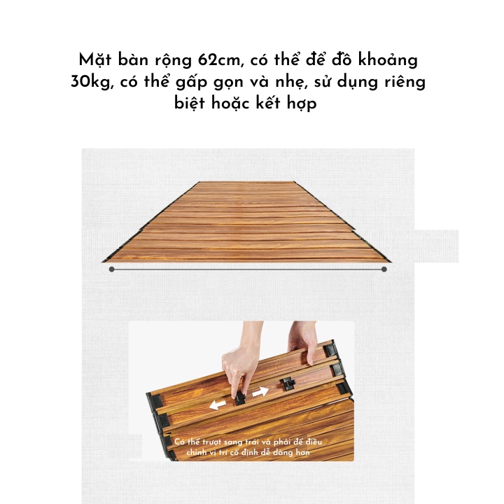 Mặt bàn vân gỗ khung nhôm gấp gọn siêu nhẹ dành cho xe kéo dã ngoại Naturehike