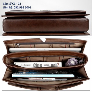 tt [sale] Cặp da khóa số CK03 đen C1