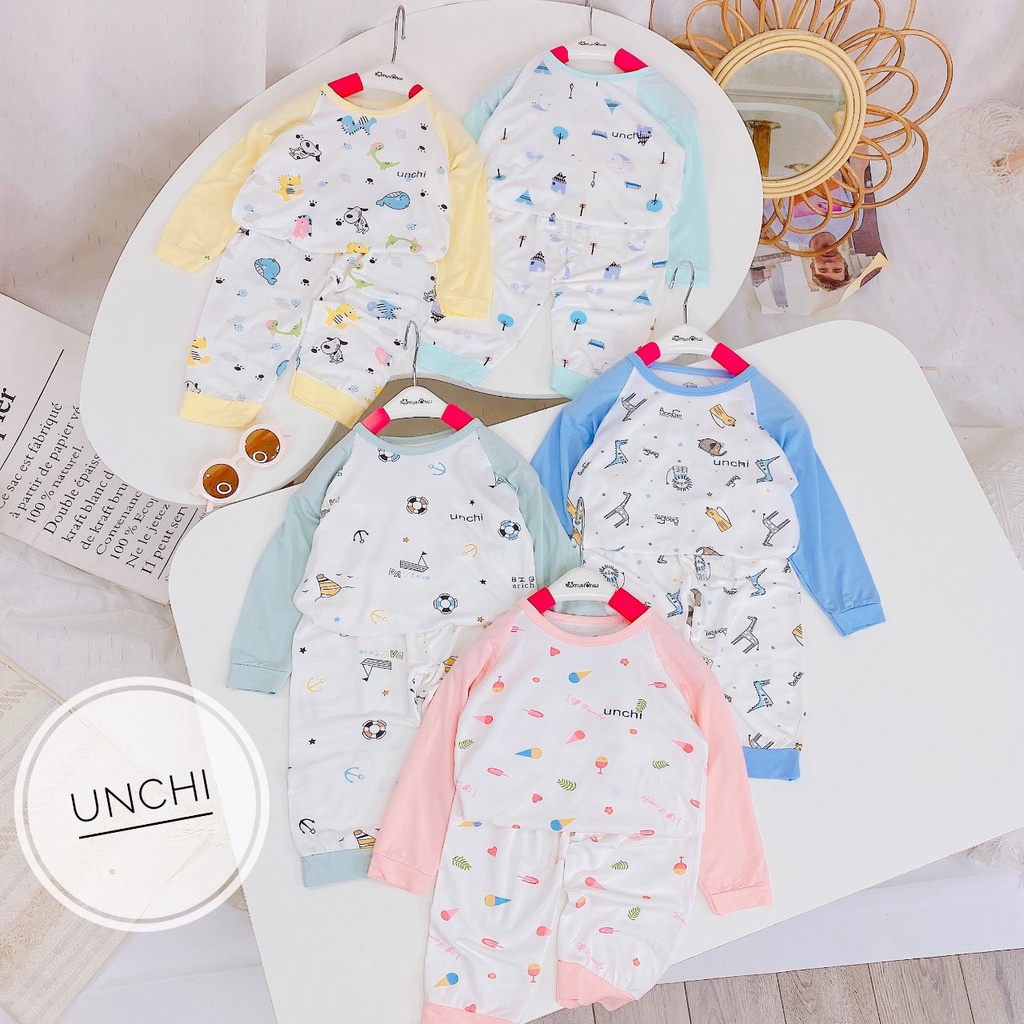 [CHÍNH HÃNG UNCHI ] Bộ Tay Dài Cao cấp Cotton co giãn 4 chiều, mềm mịn cho bé trai/gái 5-14kg / BDT 