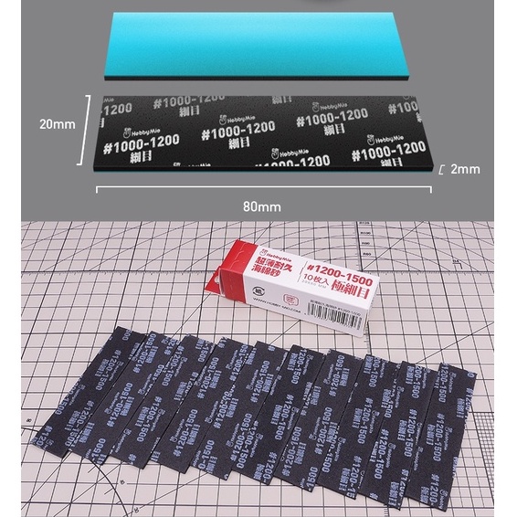 Hobby Mio: Hộp 10 tấm giấy nhám bọt biển chà nhám mô hình chuyên dụng