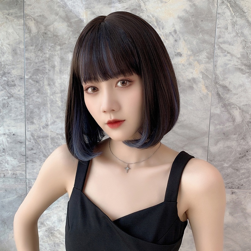 Bộ Tóc Giả Ngắn Mái Ngang Thời Trang Cho Nữ