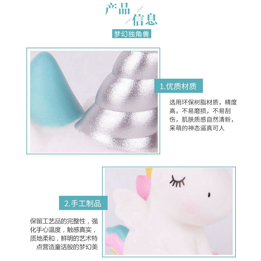 Topper trang trí bánh kem hình ngựa một sừng dễ thương