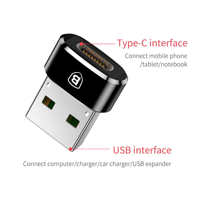Dây cáp sạc chuyển đổi dữ liệu USB Male sang Type-C Female dành cho điện thoại