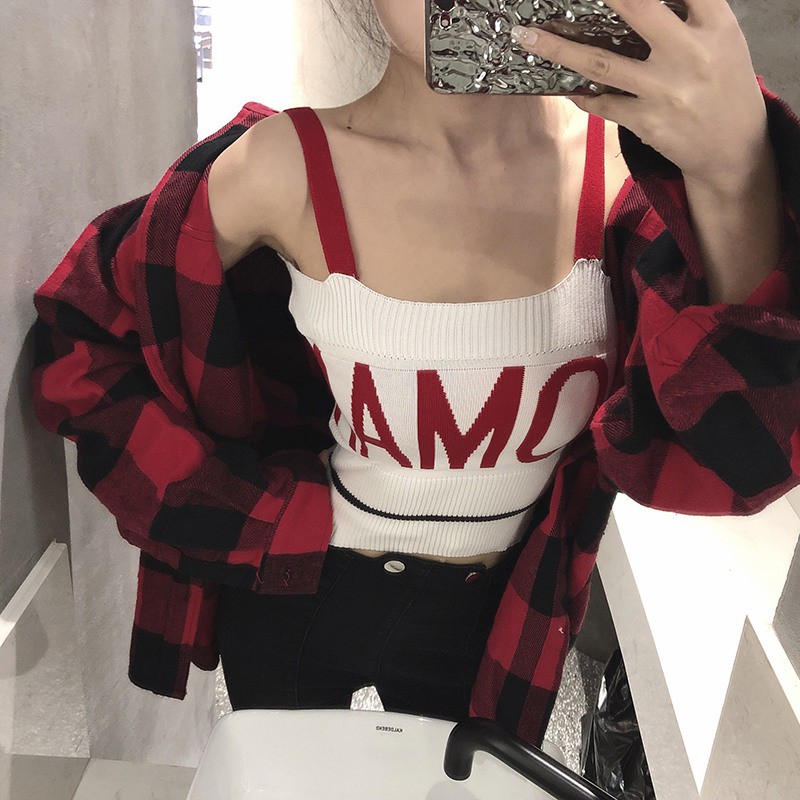 [Mã FASHIONT4WA2 giảm 10K đơn 50K] [Baywellfashion]Áo dệt kim sát nách hoạ tiết chữ thiết kế quyến rũ cho phái nữ | BigBuy360 - bigbuy360.vn