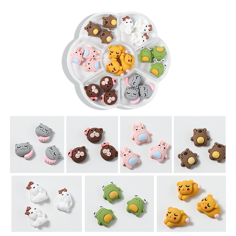 Set 7 Phụ Kiện Trang Trí Móng Tay Nghệ Thuật Nhiều Loại Có Thể Xoay Vòng