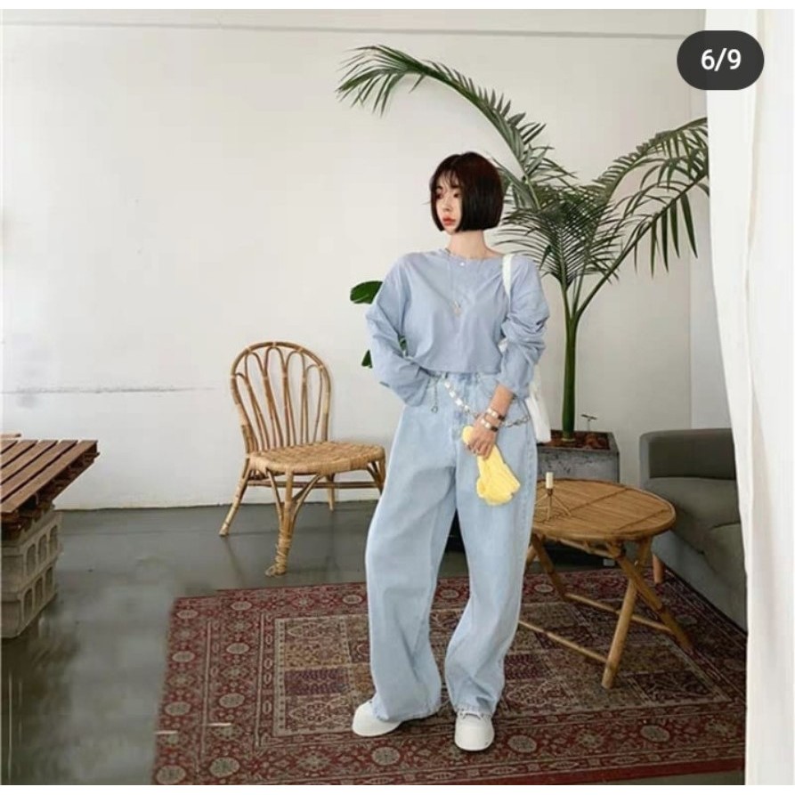 [ FREESHIP ] QUẦN JEAN ỐNG RỘNG NỮ LƯNG CAO MÀU XANH NHẠT HIP HOP, DẠO PHỐ, THỜI TRANG NGẦU NITIQC