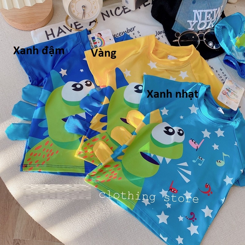Bộ quần áo bơi bé trai khủng long kèm mũ đội Nhí và Đại XHN1024