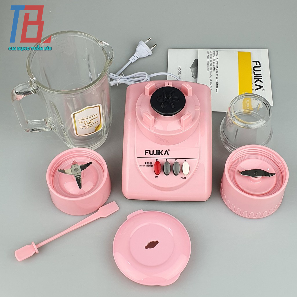 Máy xay sinh tố Fujika FJ-9 dung tích 1.2L và cối xay khô nhỏ 0.3L, công suất 300W, màu ngẫu nhiên - Hàng chính hãng