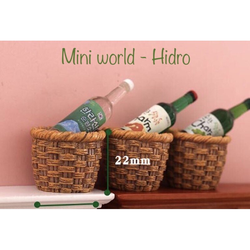 Mô hình cái sọt cái rổ mini trang trí nhà búp bê tỉ lệ 1/8, 1/12