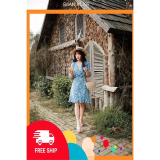Đầm váy hoa nhí vintage uzzllang cổ v đuôi cá