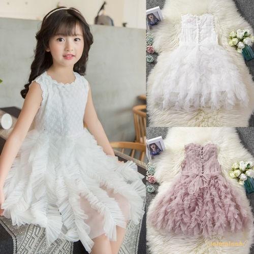 Đầm ren xòe xếp tầng phong cách công chúa đáng yêu cho bé gái