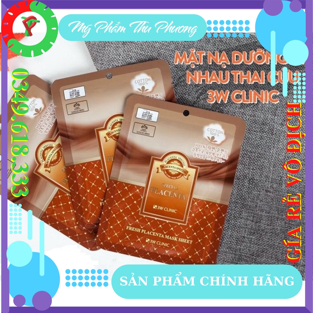 1 Mặt nạ tinh chất nhau thai cừu dưỡng da chống lão hóa 3W CLINIC FRESH PLACENTA MASK SHEET 23g