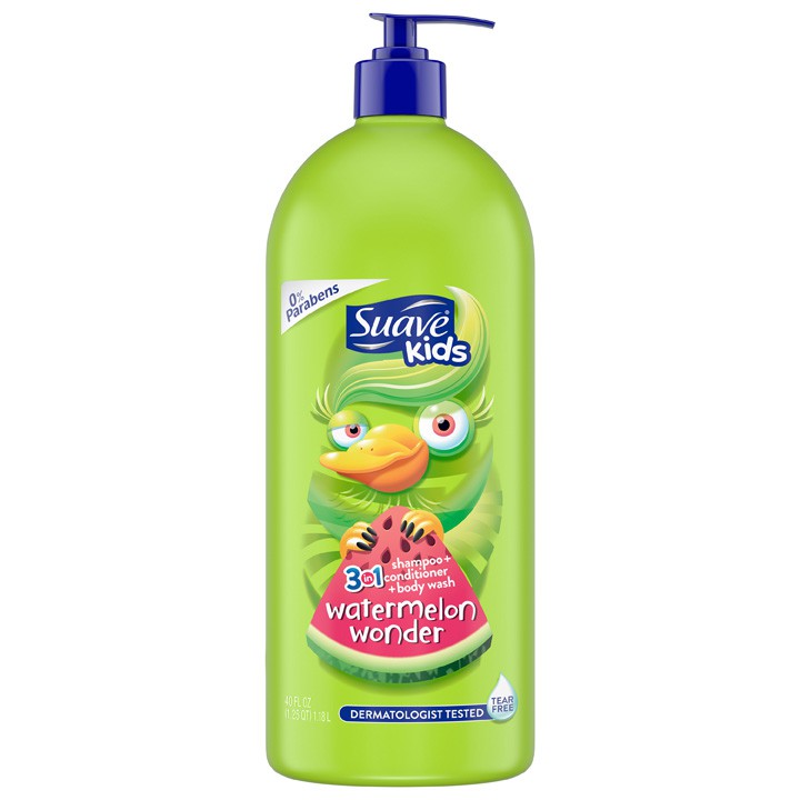 Dầu tắm + gội + xả Suave Kids 3in1 - Watermelon Wonder, 1.18L