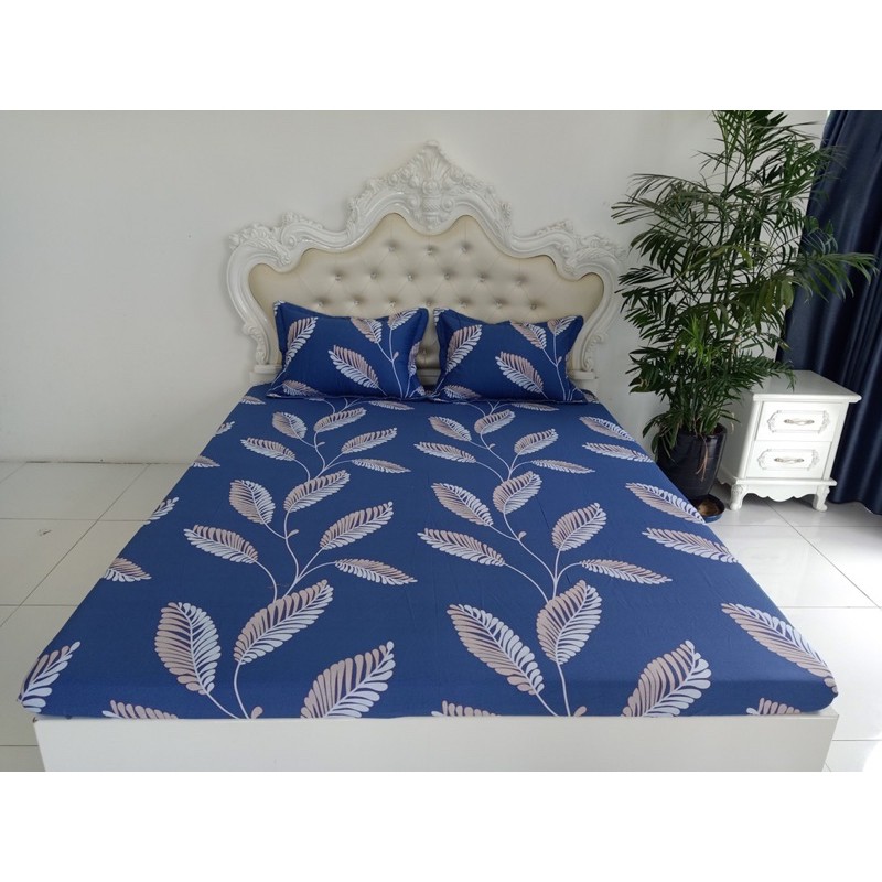 Bộ ga giường, vỏ gối cotton 100% ga chun size 1m6 1m8 x 2m