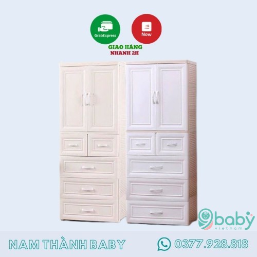 FREE SHIP !! Tủ Nhựa Đựng Quần áo 9BABY 5 Tầng Vân Gỗ Cao Cấp Chính Hãng (Tặng Kèm Bánh Xe)
