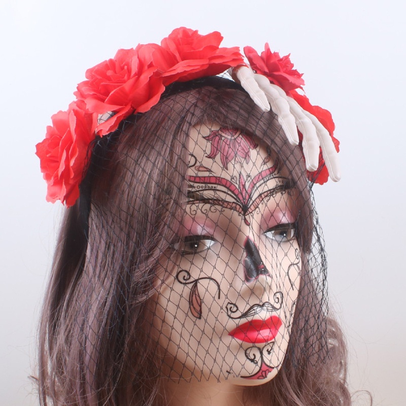 Flgo Băng Đô Cài Tóc Hình Bộ Xương Hoa Hồng Màu Sắc Phù Hợp Cho Phát Sóng Trực Tiếp Dành Cho Người Lớn