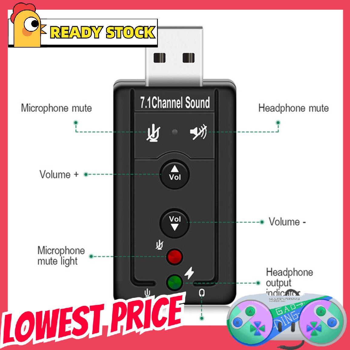 Usb 2.0 Âm Thanh 7.1ch Mini Có Nút Điều Khiển | BigBuy360 - bigbuy360.vn
