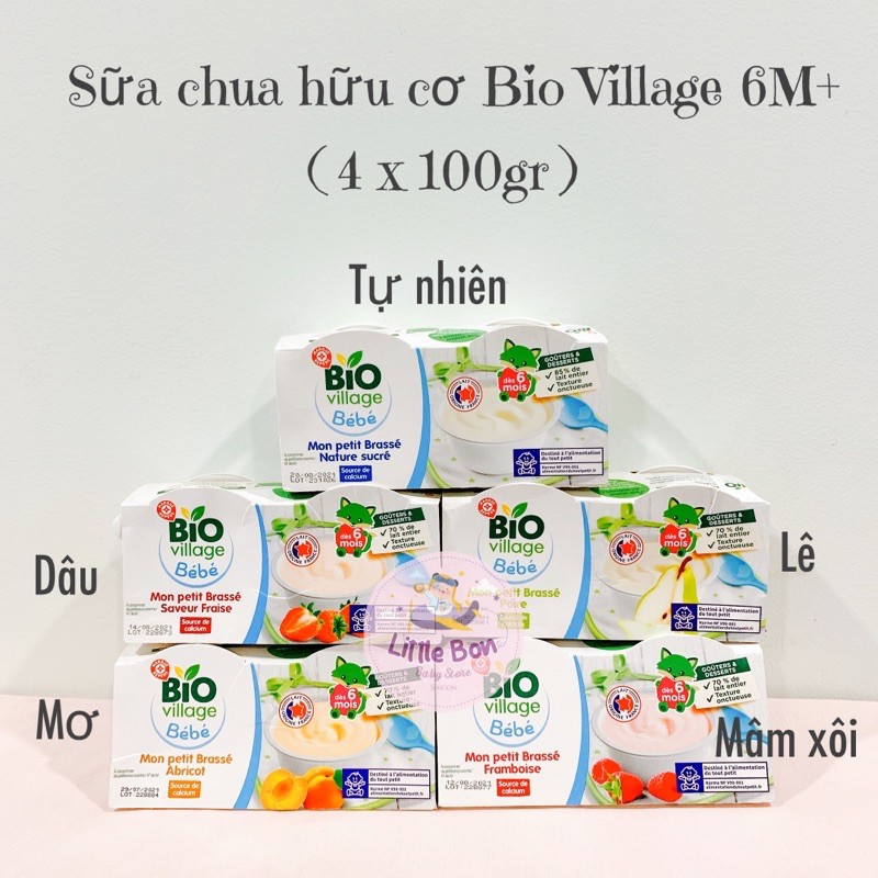 SỮA CHUA/ VÁNG SỮA BIO VILLAGE BEBE PHÁP 6M+ bay air 100%_Date 08-12/2022