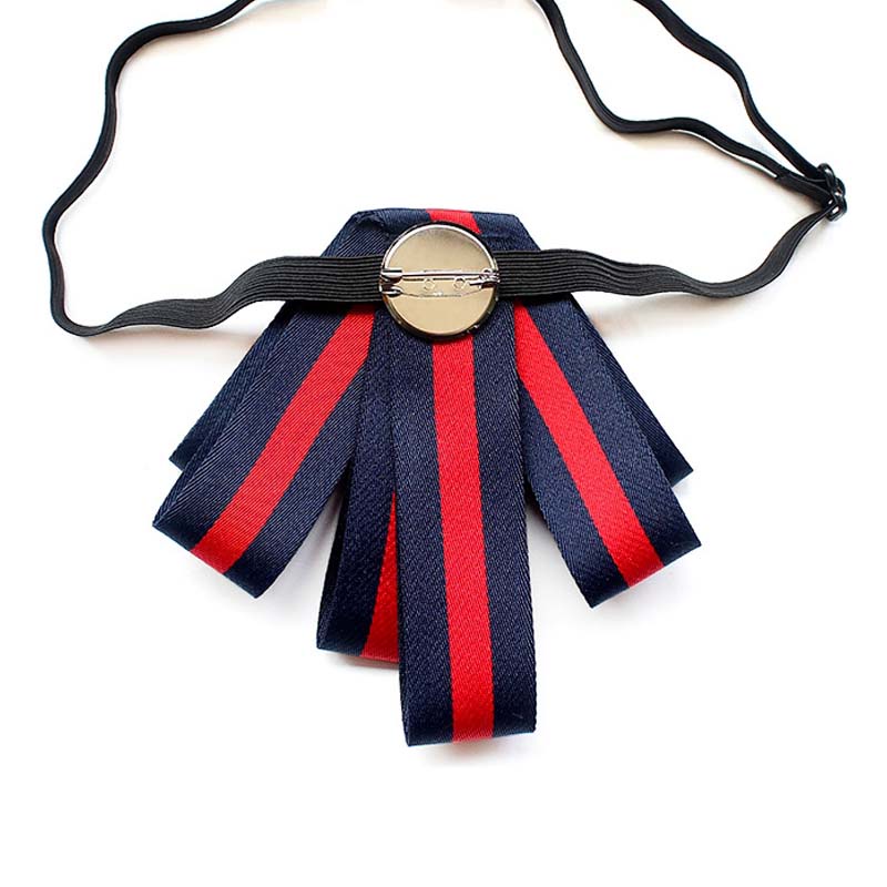 Cà Vạt Nơ Ruy Băng Kẻ Sọc Đính Ngọc Trai Có Thể Điều Chỉnh Cho Đám Cưới